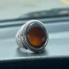 خاتم عقيق يماني زيتي نادر صياغة عقيل اليدوية زجاجي شفا