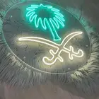 لوحة نيون شعار المملكة   اليوم الوطني السعودي