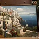 لوحة سانتوريني اليونان رسم يدوي