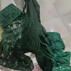 فستان مناسبات اخضر نفاش قصة كلوش مستعمل مرة مقاس سمول ومديم