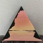 لوحة مثلثة  منظر طبيعي زهري