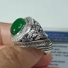 خاتم فضة الحجر جاد طبيعي صياغة فاخرة