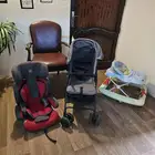 عربة اطفال ومشاية أطفال ومقعد سيارة مستعمل نظيف للبيع