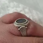 خاتم فضه مطعم ب النحاس بسيط وانيق