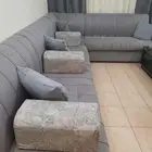 كنب رمادي حرف L نظيف
