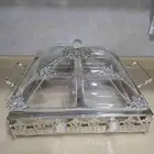 صحن تقديم انيق فضي اللون بغطاء