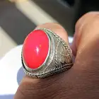 خاتم اوبال إثيوبي احمر فل الفل صياغة سلك مميزة ثقيله