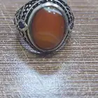 خاتم فضة عقيق مشمشي أصلي