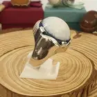 خاتم بقراني هندي ابيض طوق ازرق فاخر