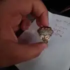 خاتم فضه عقيق كبدي مرصع ب 36 حجر ياقوت