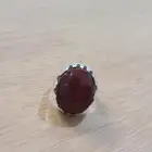 خاتم عقيق يماني كبدي وكرزي طبيعي 100 عيار 925