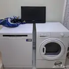 مجفف ملابس مع غسالة مواعين مع شاشة