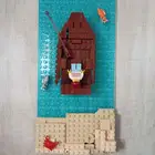 ليغو lego قارب النهر مع شخصيه وسمك تصميم MOC