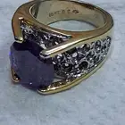 خاتم جميل حجر طبيعي نسائي مختوم لون دهبي وحجر وردي