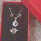 طقم فضة استرلينى نسائى عيار 925 ججديد بفص اوبال طبيعى