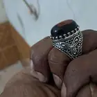 خاتم فضه وحجر عقيق اصلي نادر