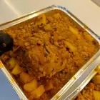 صالونة دجاج بالعدس والبطاطس والرز الابيض