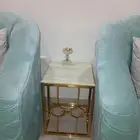 مدخل رخام واستيل ذهبي وطاولات خدمه 6 بطاوله كبيه