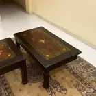 غرفه ليفنج معيشه (2 كنبه جلد)   (طاوله زجاج )