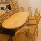 Sofa and dining table with chairs