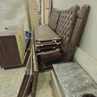 غرفة نوم بلون بنى ( سرير دولاب تسريحه مرتبة)
