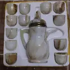 دله قهوة رخام طبيعي اصلي 12 كاسه جديد
