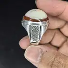 خاتم فضة بحجر عقيق مميز تفصيل يدوي