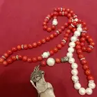 مسبحه مرجان طبيعي ولؤلؤ زراعي