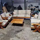 كراسي حوش خارجية كراسي خشب جلسات اسفنج
