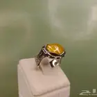 خاتم فضة عيار 925 حجر كهرمان طبيعي