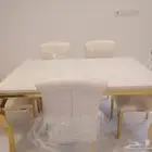 طاولة طعام سراميك 6 كراسي جلد
