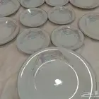 Heritage plates red Chinese seal floral dozen and a half