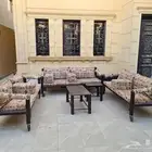 جلسة خارجية 6 أشخاص مع طاولتين خدمة