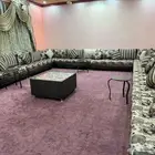 كنب مجلس نساء كامل مع الفرش وستائر بحاله جديده