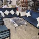 طقم جلسات خارجيه حديد وخشب