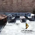 طقم كراسي حديد 7 أشخاص مع طاولة وسطية