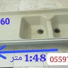 مغسلة مطبخ حوضين رخام نظيفة