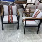 طقم جلسات خارجيه خشب وحديد