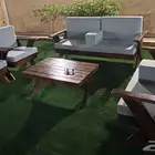 كراسي خارجية خشب وحديد 7 اشخاص