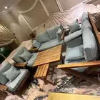 طقم كنب 7 اشخاص مع طواله كبيره وثنتين صغيرة حسب الصور