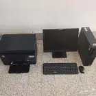 كمبيوتر مكتبي مع طابعة وتصوير