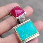 خاتم فضه بحجر يقوت وخاتم فيروز