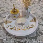 طقم ديكور انيق قاعده مع فازه وشمعه ومبخره ذهبيه 100ريال