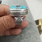 خاتم فضه 925 حجر فيروز سيناوي