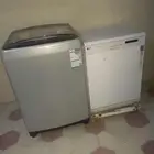 غسالة ملابس كبيره ونظيفه وشغاله وغسالة مواعين ال جي فيها عطل