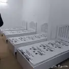 سرير خشب نفر واحد أبيض جديد