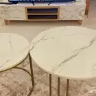 طاوله تلفزيون رخاميه وطاولتين كبيره