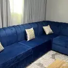 كنب حرف L. لون ازرق للبيع ب600 فقط