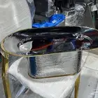 صينية كوزي غوزي للفواكه ولتمر ستل ستيل هندي ذهبي مع فضي