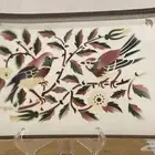 صينية تقديم خزفية من السراميك عتيقة مطلية بالكروم